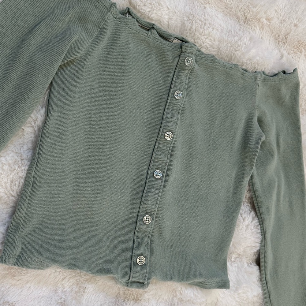Ardene Sage Off Shoulder Crop Long Sleeve